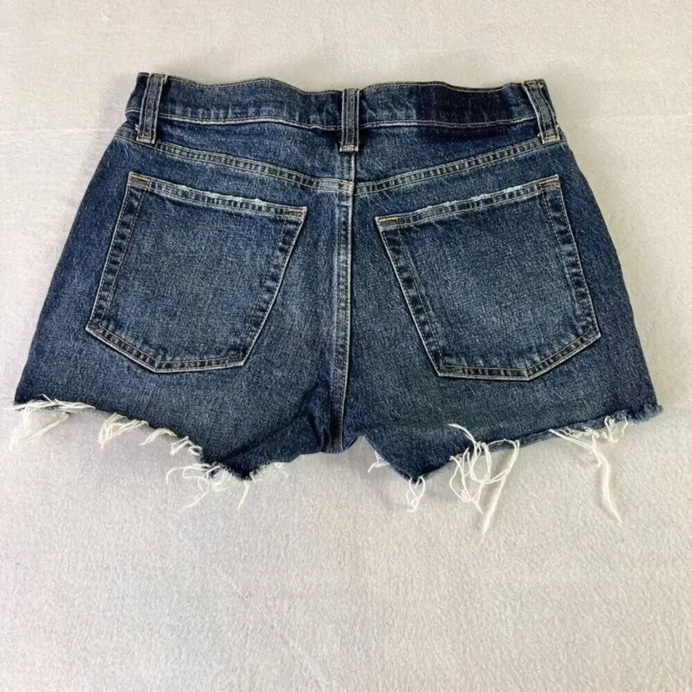 GAP Shorts Womens 26 2R Blue Denim Cheeky High Rise Button Fly Cut Off Jean
